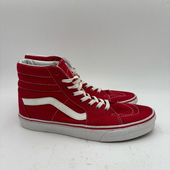 Vans Men’s 10 Red White SK8 Hi Skateboarding High Top Lace Up Sneakers - Picture 1 of 8